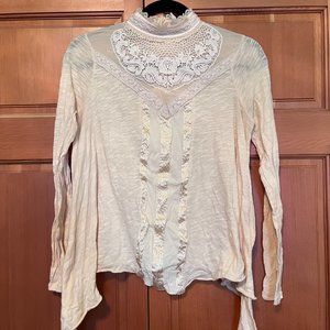 Free People cream lace high-neck blouse